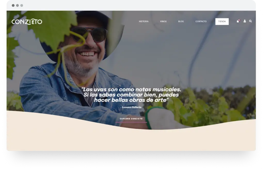 Diseño y desarrollo de tienda online para Conzieto. Realizado por Marina Rodrigo (directora creativa de vorágine).