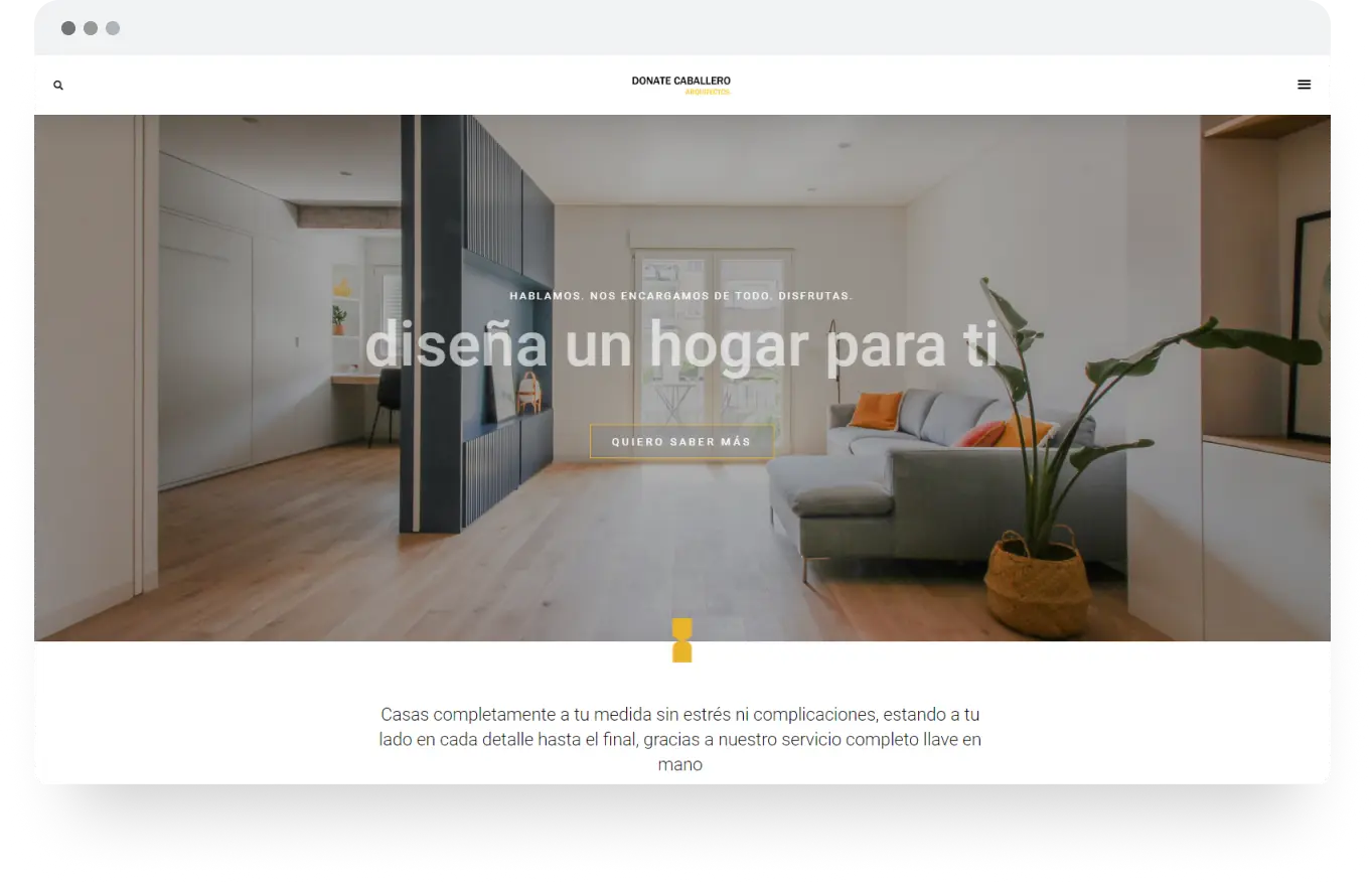 Diseño y desarrollo de web corporativa para el estudio de arquitectura Donate Caballero. Realizado por Marina Rodrigo (Directora creativa de vorágine).