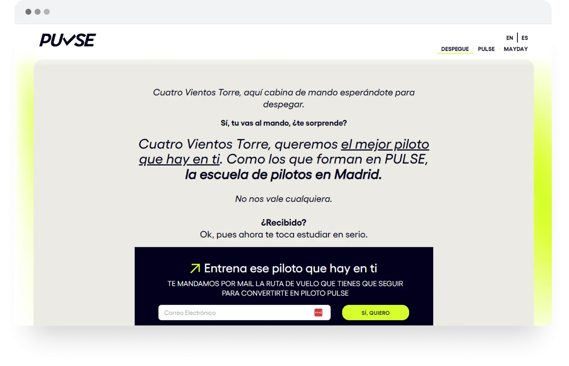 Diseño web a medida para Pulse Flight School