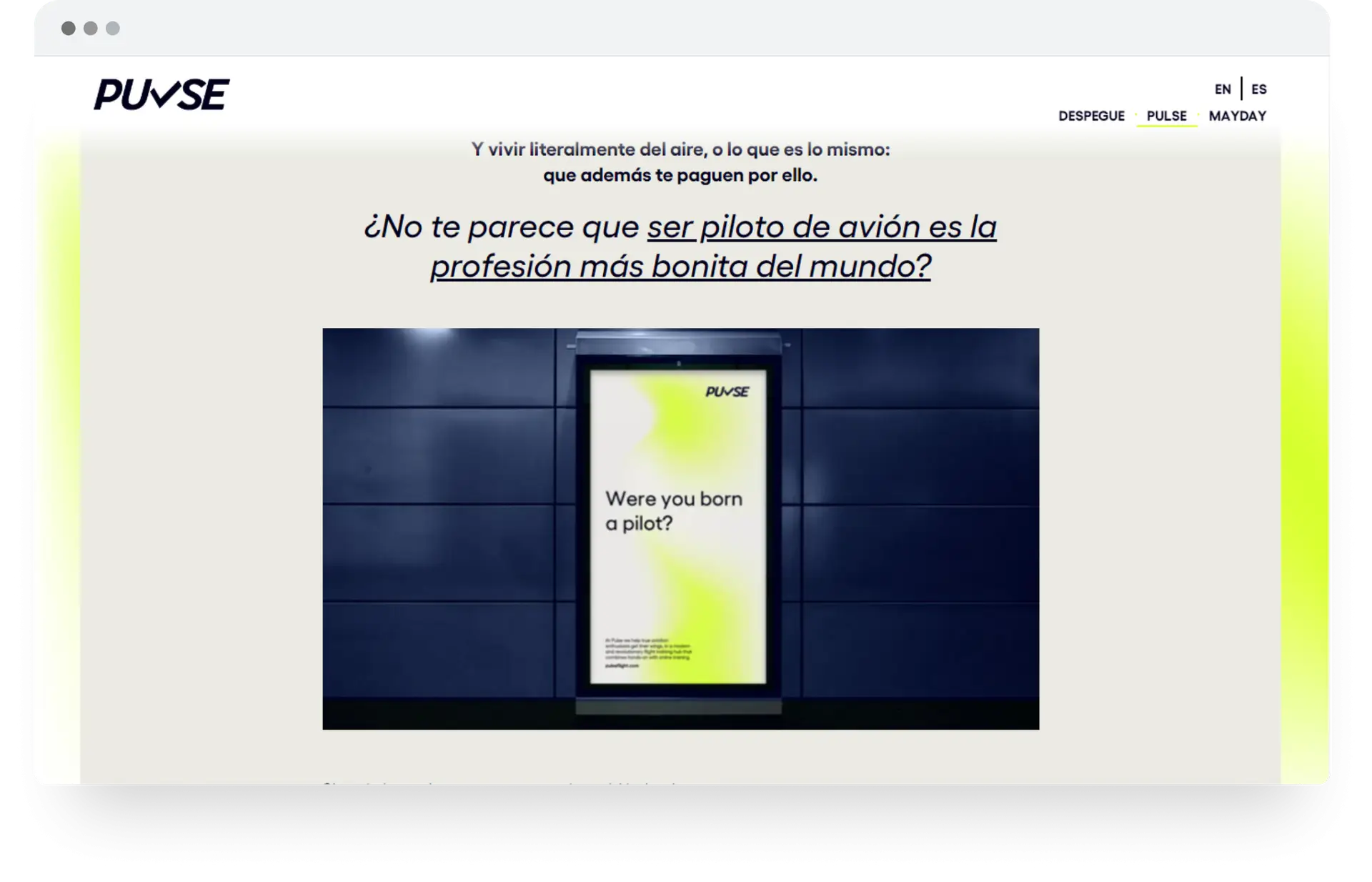 Diseño web a medida para Pulse Flight School