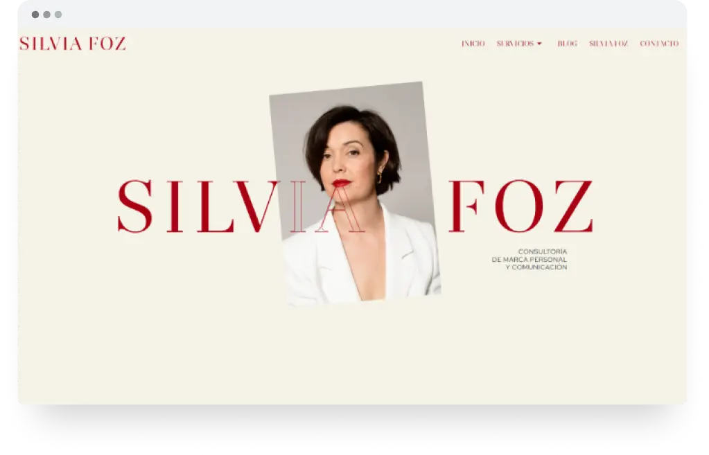 Diseño y desarrollo de web corporativa para Silvia Foz. Realizado por Boomlike y Marina Rodrigo (directora creativa de vorágine)