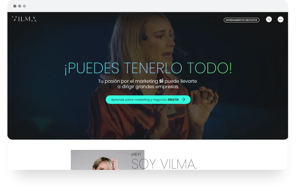Diseño web a medida para Vilma Núñez