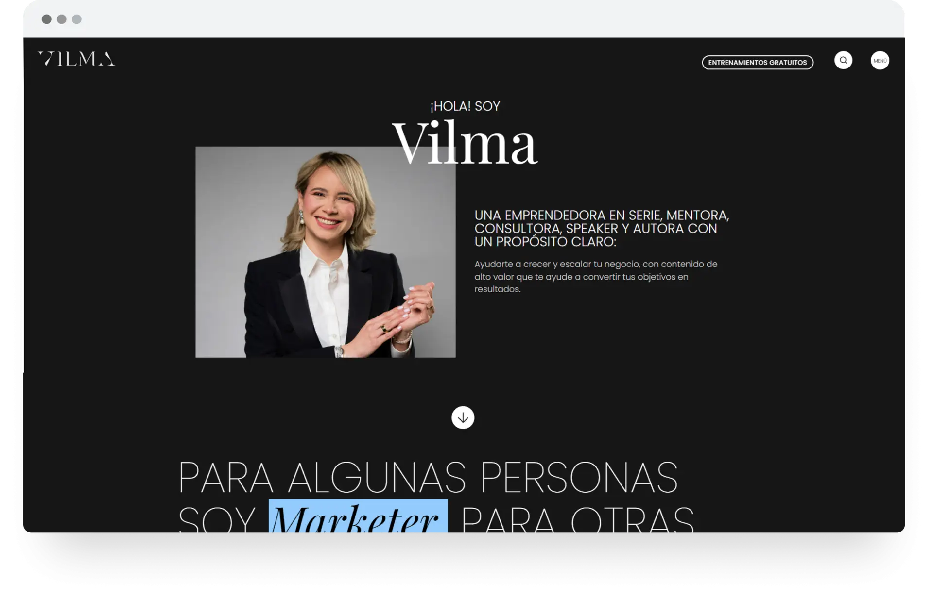 Diseño web a medida para Vilma Núñez