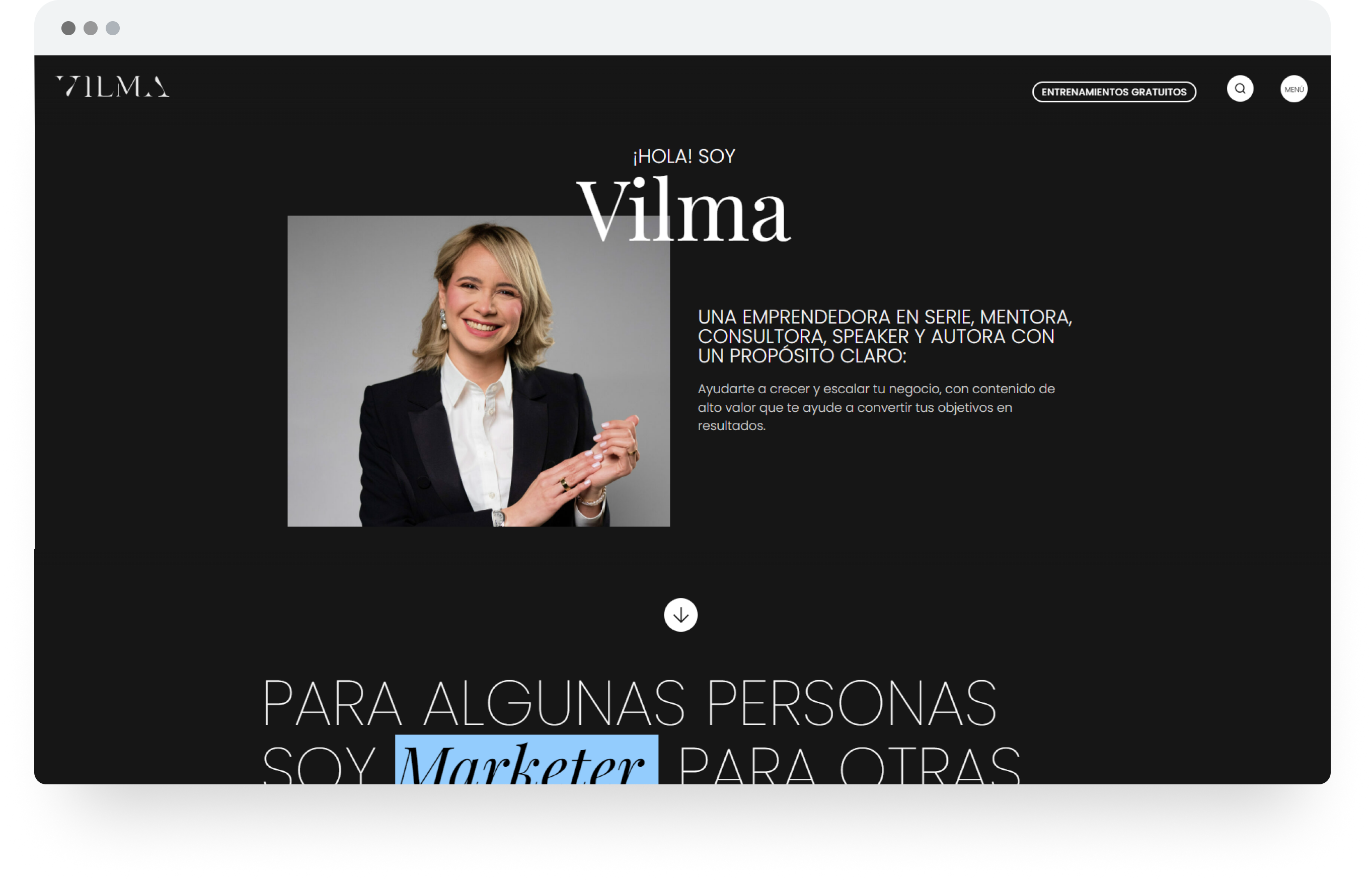 Diseño web a medida para Vilma Núñez